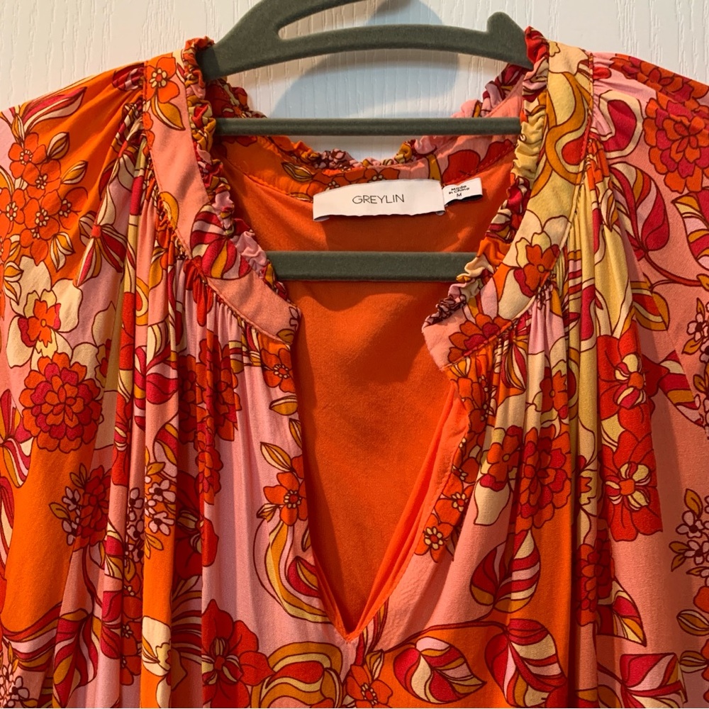 GREYLIN Multi-colored Floral Flowy Mini Dress with Pockets Medium - Picture 4 of 14